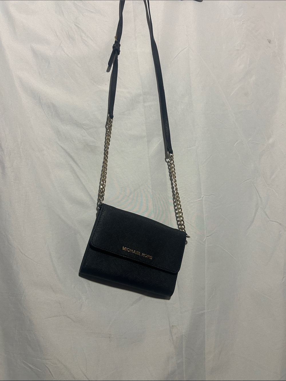 Michael Kors Black Crossbody with Gold Chain Strap